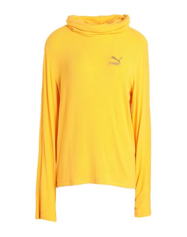 Puma Luxe Sport T7 Ribbed Turtleneck Top In Yellow, Women's At Urban Outfitters