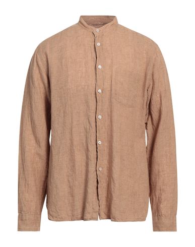 Xacus Man Shirt Camel Size 16 ½ Linen In Beige