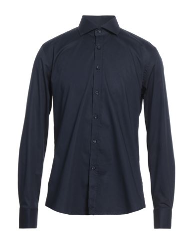 Egon Von Furstenberg Man Shirt Navy Blue Size 16 ½ Cotton, Elastane
