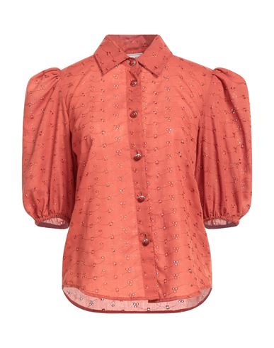 Jijil Woman Shirt Brick Red Size 8 Polyester, Cotton