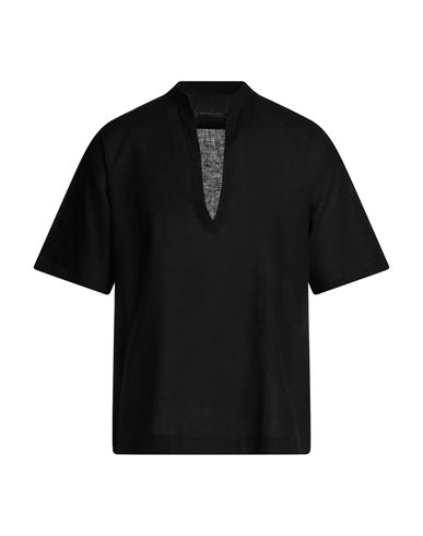 Daniele Alessandrini Man Shirt Black Size M Linen, Cotton