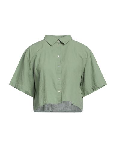 Shop Jjxx By Jack & Jones Woman Shirt Military Green Size L Cotton, Linen