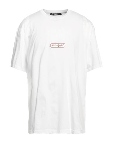 Shop Karl Lagerfeld Man T-shirt White Size L Organic Cotton