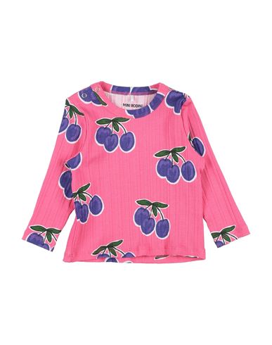 Shop Mini Rodini Newborn Girl T-shirt Fuchsia Size 1 Organic Cotton, Elastane In Pink