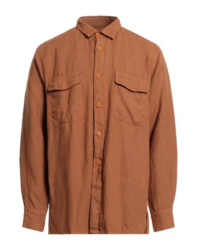 Bagutta Man Shirt Camel Size M Linen In Orange