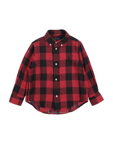 Polo Ralph Lauren Kids'  Buffalo Check Double-faced Cotton Shirt Toddler Boy Shirt Red Size 5 Cotton