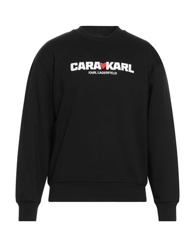 Karl Lagerfeld Man Sweatshirt Black Size L Organic Cotton, Polyester