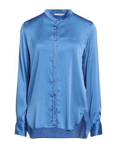 Caliban Woman Shirt Pastel Blue Size 12 Silk, Elastane