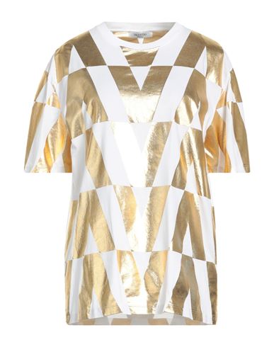 Shop Valentino Garavani Woman T-shirt Gold Size L Cotton