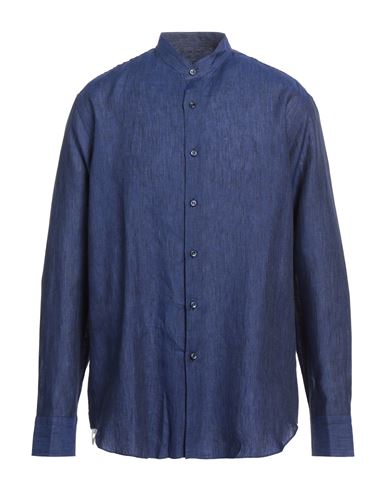 Brioni Man Shirt Blue Size Xl Linen