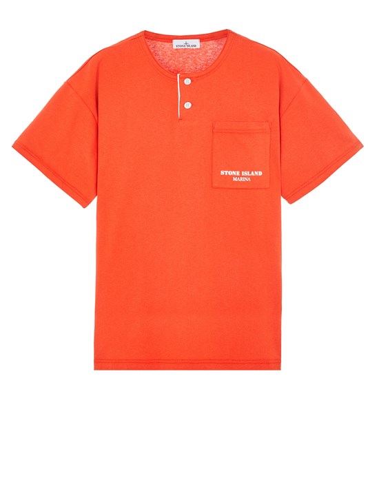  STONE ISLAND 221X3 STONE ISLAND MARINA 短袖 T 恤 男士 虾红色