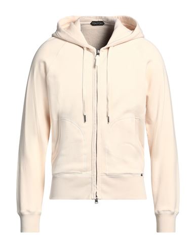 Tom Ford Man Sweatshirt Cream Size 36 Cotton, Lambskin In White