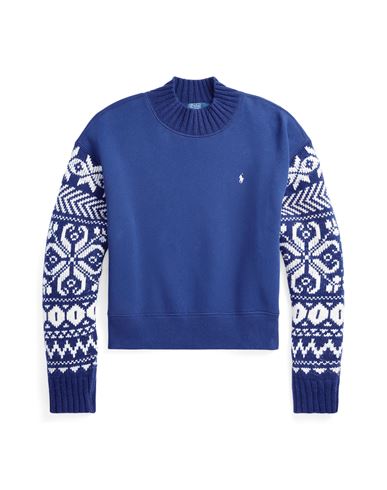 Shop Polo Ralph Lauren Hybrid Mockneck Pullover Woman Sweatshirt Blue Size L Cotton, Polyester