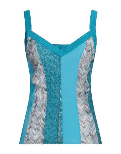 Missoni Woman Top Azure Size 4 Viscose, Silk, Cupro, Polyester In Blue