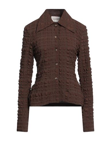 Nanushka Seersucker Shirt In Brown