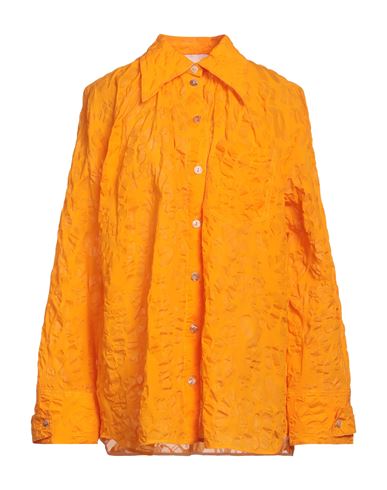 Nanushka Woman Shirt Orange Size Xl Cotton