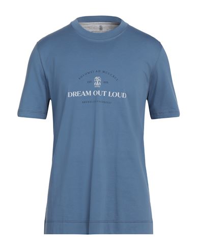 Brunello Cucinelli Man T-shirt Slate Blue Size Xl Cotton