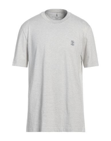 Brunello Cucinelli Man T-shirt Grey Size Xxl Cotton, Linen