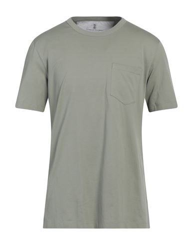 Brunello Cucinelli Man T-shirt Sage Green Size Xl Cotton, Elastane