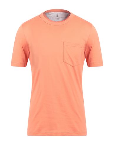 Brunello Cucinelli Man T-shirt Orange Size L Cotton, Elastane