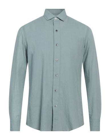 Shop Salvatore Piccolo Man Shirt Sage Green Size 17 Cotton