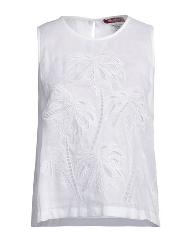 Shop Max Mara Studio Woman Top White Size 10 Ramie, Polyester