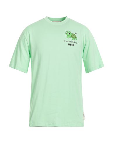 Msgm Man T-shirt Light Green Size Xs Cotton