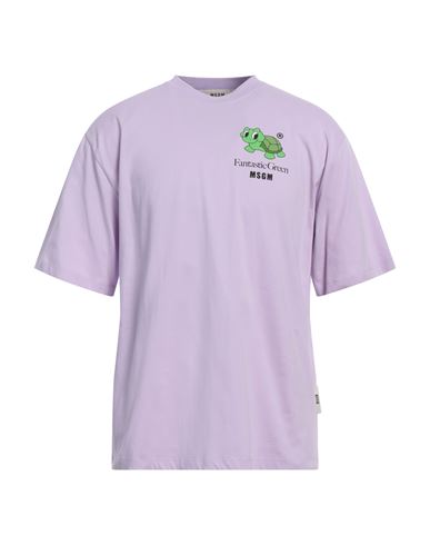 Msgm Man T-shirt Lilac Size Xs Cotton In Purple