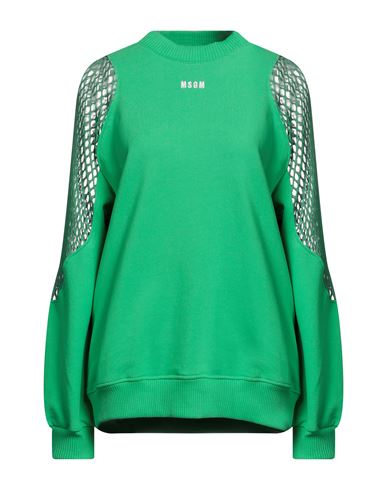 Msgm Woman Sweatshirt Light Green Size M Cotton