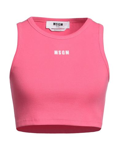 Msgm Woman Top Fuchsia Size M Cotton, Elastane In Pink