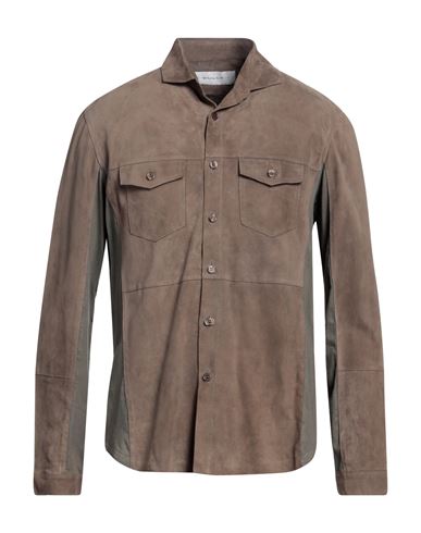 Bully Man Shirt Khaki Size 40 Soft Leather In Beige