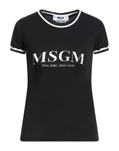 Msgm Woman T-shirt Black Size S Cotton, Elastane, Polyamide