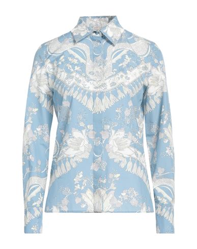 Emilio Pucci Woman Shirt Light Blue Size 12 Cotton