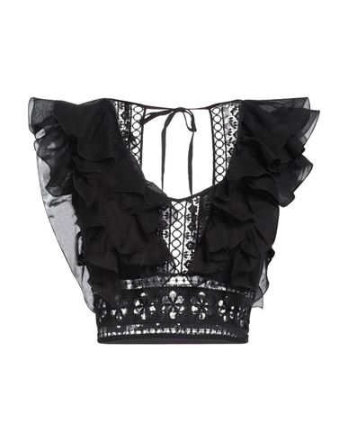 Charo Ruiz Ibiza Woman Top Black Size L Cotton, Polyester