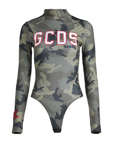 Gcds Woman Bodysuit Military Green Size S Polyester, Lycra