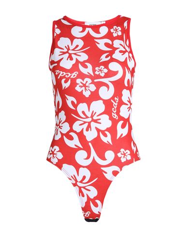 Shop Gcds Woman Bodysuit White Size S Polyester, Lycra In Red