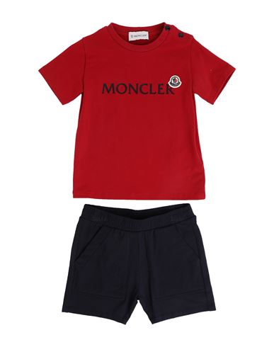 Shop Moncler Newborn Boy Baby Set Red Size 3 Cotton, Elastane