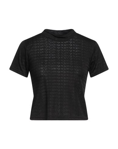 Gcds Woman T-shirt Black Size M Viscose, Polyamide, Elastane
