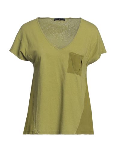 Shop High Woman T-shirt Military Green Size L Cotton, Linen, Rayon