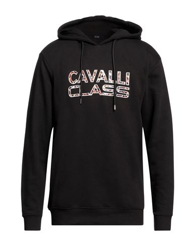 Shop Cavalli Class Man Sweatshirt Black Size 3xl Cotton, Polyester