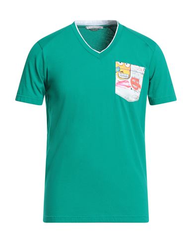 Grey Daniele Alessandrini Man T-shirt Green Size L Cotton In Green