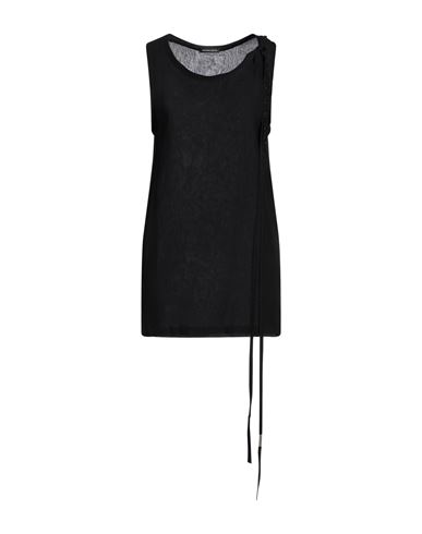 Ann Demeulemeester Woman T-shirt Black Size 12 Silk, Elastane