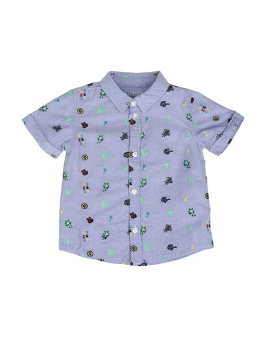 Guess Babies'  Newborn Boy Shirt Light Blue Size 3 Cotton