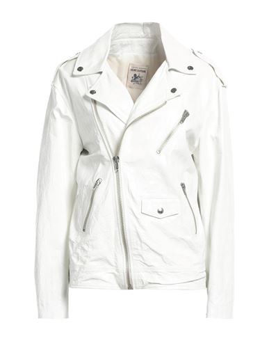 SEMICOUTURE SEMICOUTURE WOMAN JACKET WHITE SIZE 6 SOFT LEATHER 