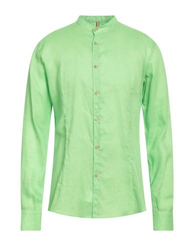 Roberto P  Luxury Roberto P Luxury Man Shirt Acid Green Size Xxl Linen