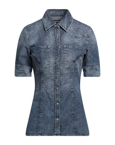 Dondup Woman Denim Shirt Blue Size 12 Cotton, Elastane
