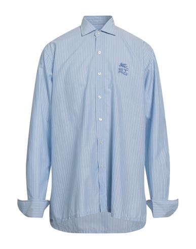 Etro Man Shirt Light Blue Size 16 Cotton