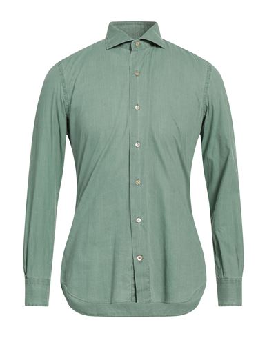 Mazzarelli Man Shirt Military Green Size 15 Cotton