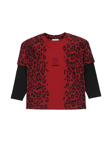 Shop Dolce & Gabbana Toddler Boy T-shirt Brick Red Size 7 Cotton, Polyurethane