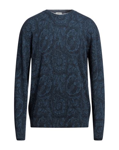 Shop Etro Man Sweater Slate Blue Size L Wool